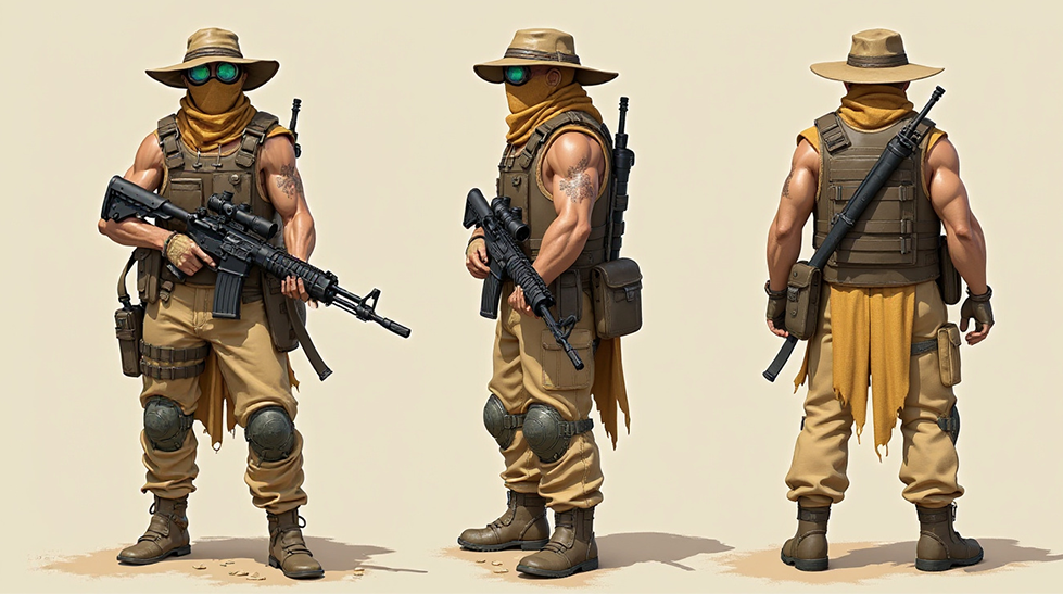 Sand Scavenger Character Model Sheet